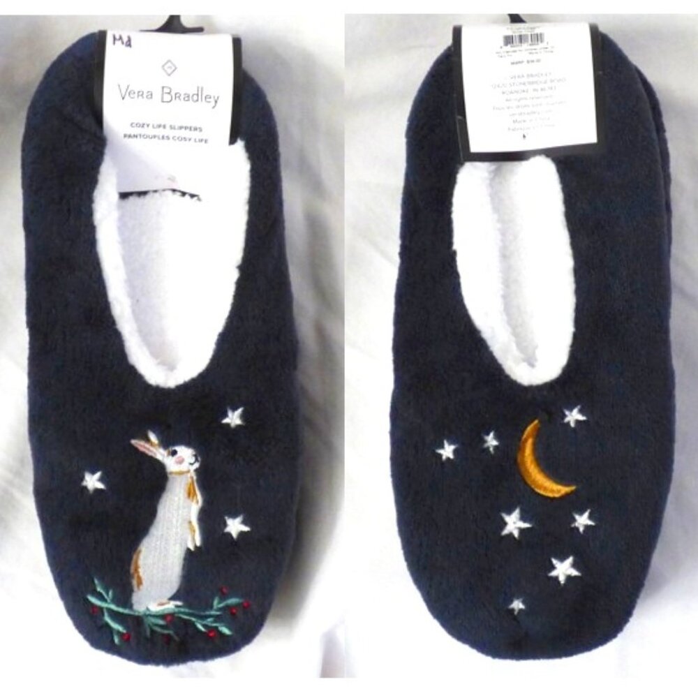 Vera Bradley Soft Fleece Slippers, size M (7-8), Winter Forest, NWT